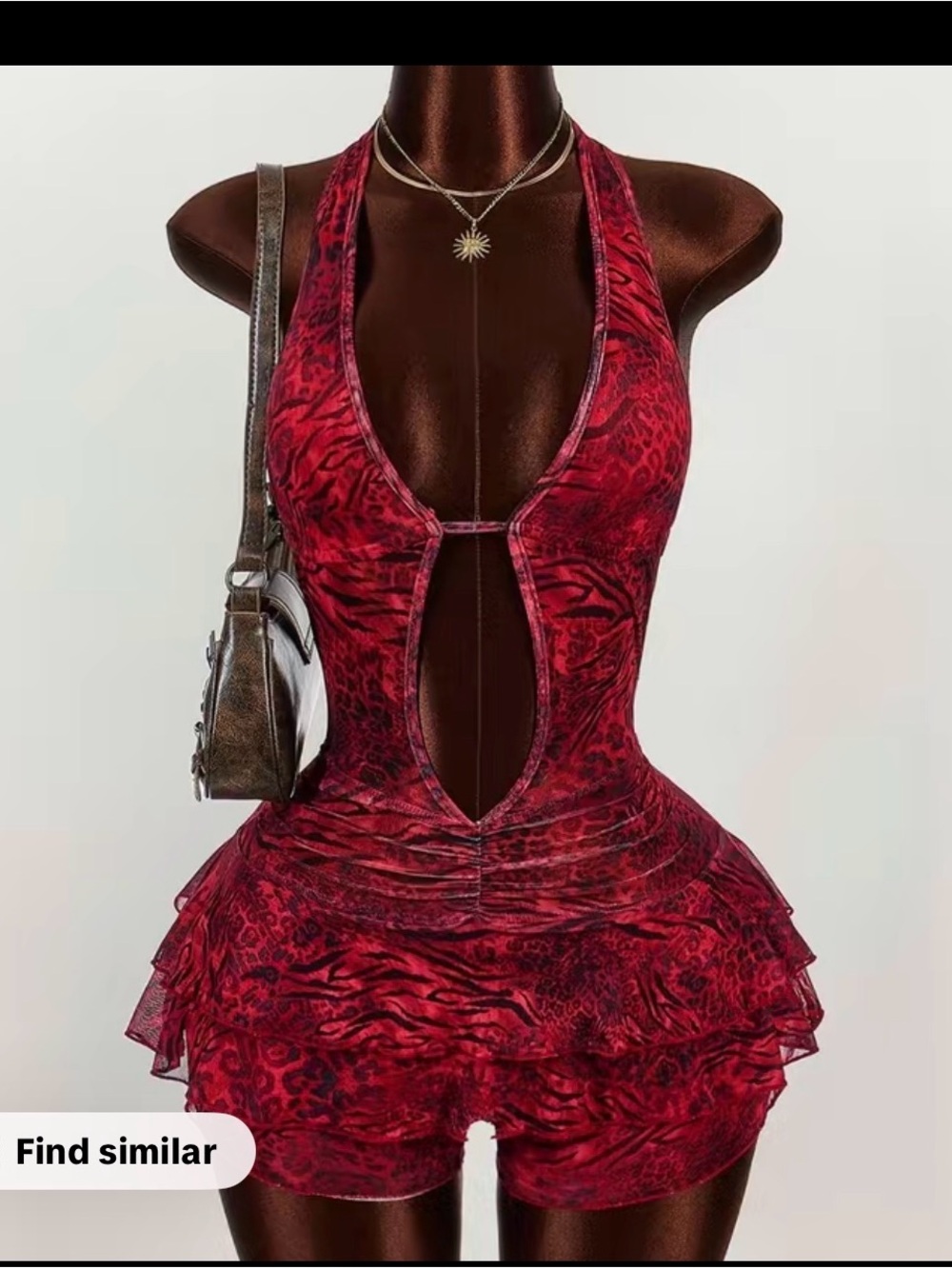 Red Halter Mini Dress with Cutout
